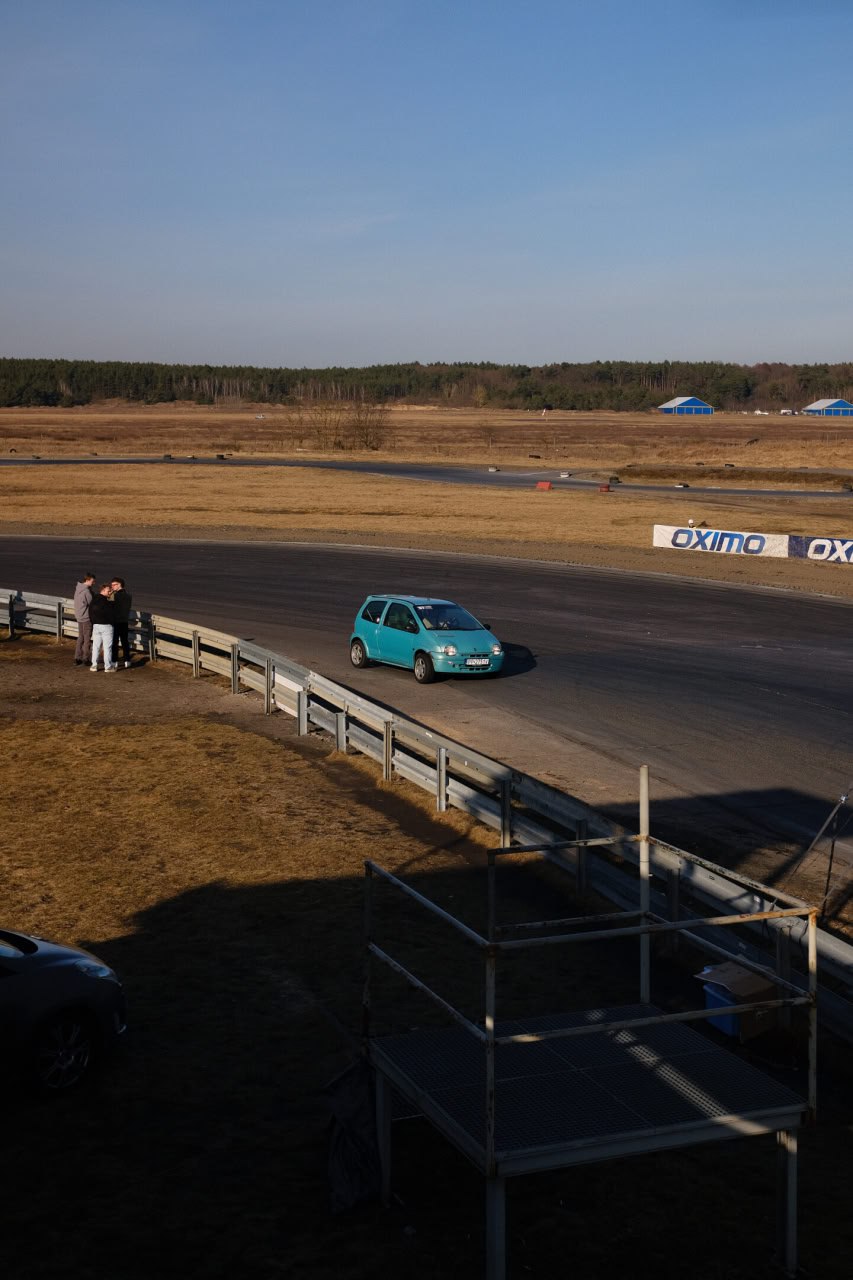 The first track day in the season. It's much better with the new steering wheel. Can't wait to install a bucket seat and semi-slicks.